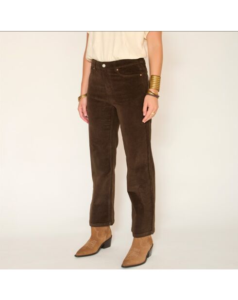 Jeans Linda Soft Corduroy in cotone kaki