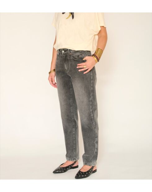 Los vaqueros Kelly Black Denim grises de algodón lavado