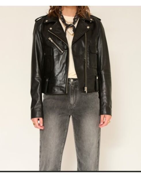 Schwarze Lederjacke Volt