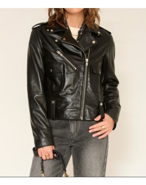 Schwarze Lederjacke Volt