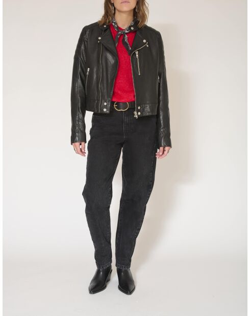 Veste en cuir Vigrid noire