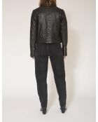 Veste en cuir Vigrid noire