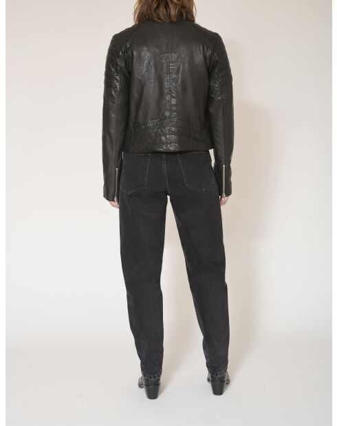 Veste en cuir Vigrid noire