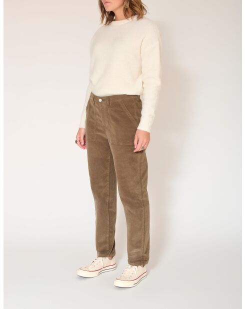 Phenomene Velvet Chic khakifarbene Baumwollhose
