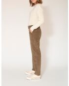 Phenomene Velvet Chic khakifarbene Baumwollhose