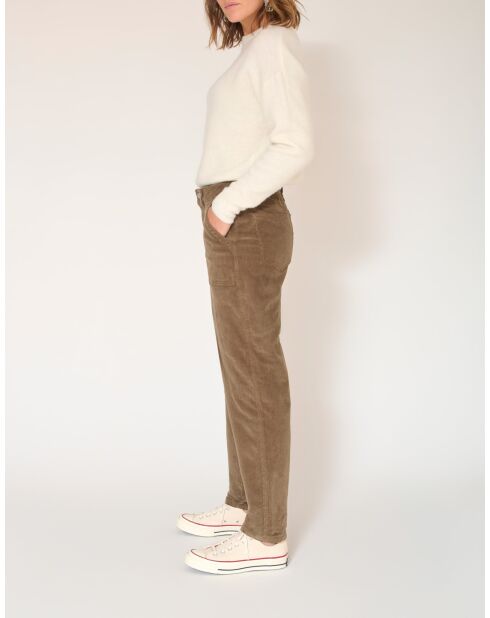 Phenomene Velvet Chic khakifarbene Baumwollhose