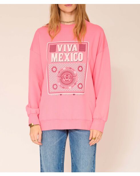 Sweatshirt Salsa aus geraniumfarbener Baumwolle