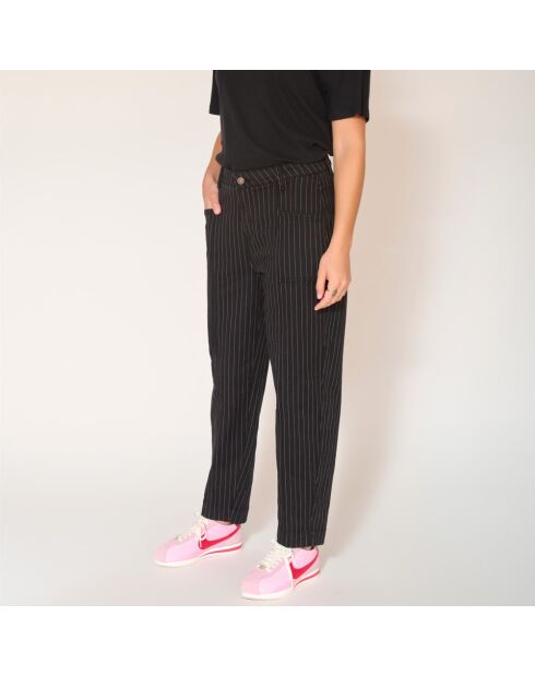 Pantalon en coton Portland Picadilly Stripes noir