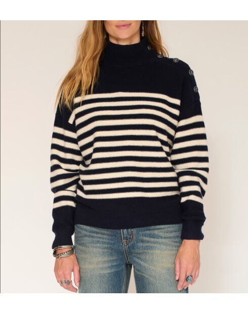 Pull en laine Kakemono marine