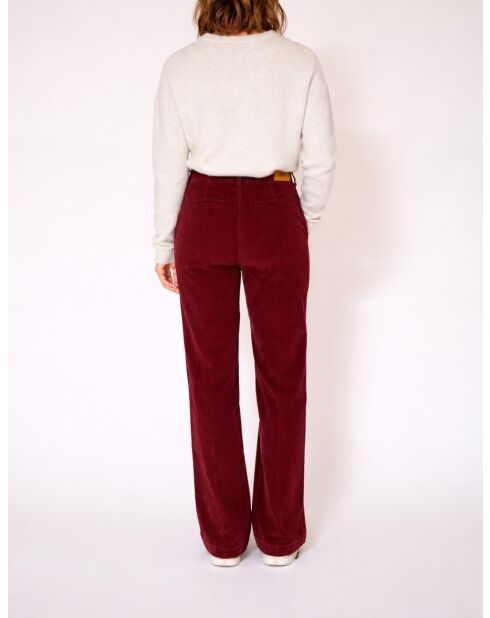 Burgundy Pinamar Velvet Chique katoenen broek