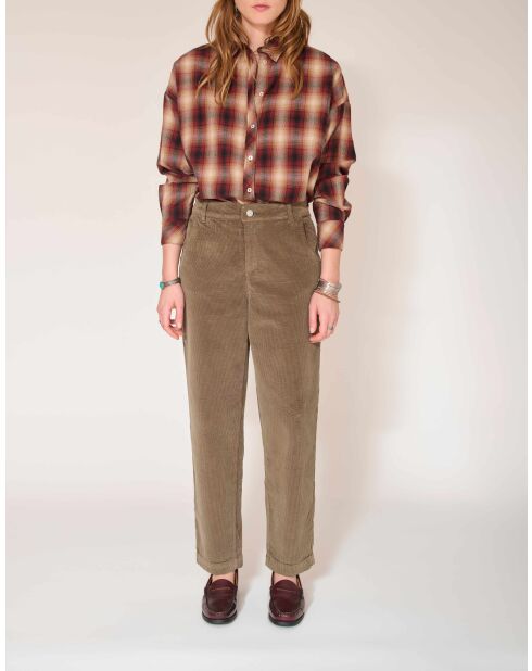 Perrine Soft Corduroy tapenade katoenen broek