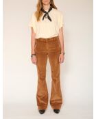 Die Diana Velvet Vintage-Baumwollhose in Kamelfarben