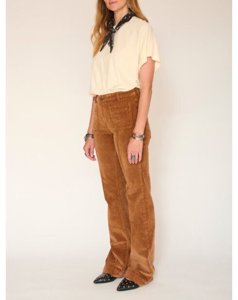 Die Diana Velvet Vintage-Baumwollhose in Kamelfarben