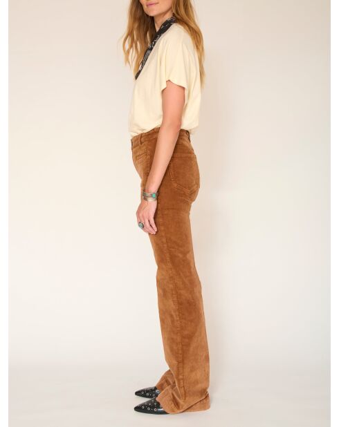 Die Diana Velvet Vintage-Baumwollhose in Kamelfarben