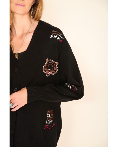 Schwarzer Wollpullover Kaizen