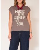 Graues Tencil-T-Shirt aus Baumwolle