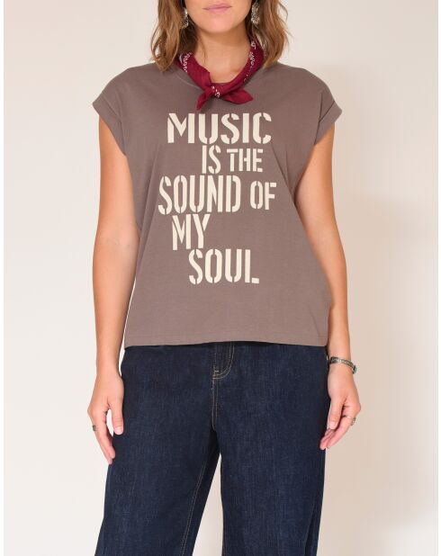 Graues Tencil-T-Shirt aus Baumwolle