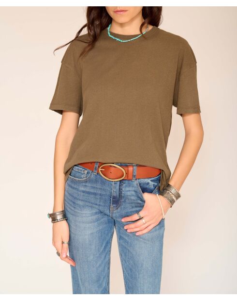 Khakifarbenes Baumwoll-T-Shirt Tully