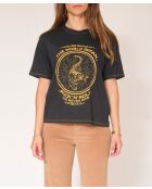 Tijin schwarzes Baumwoll-T-Shirt