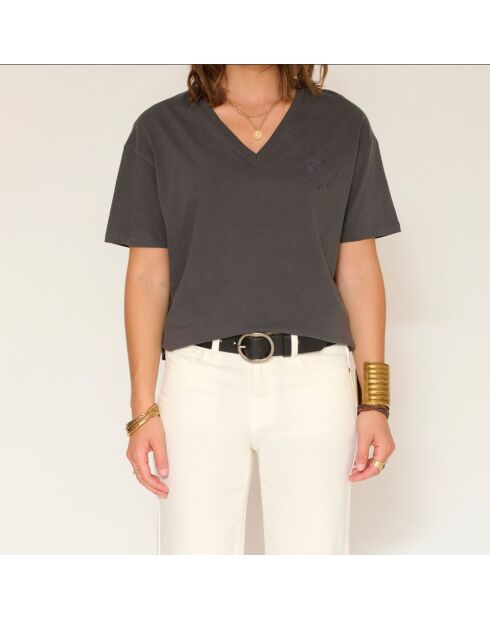 Graues T-Shirt Talie aus Baumwolle