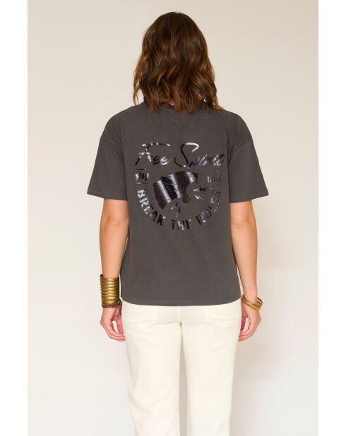 Graues T-Shirt Talie aus Baumwolle