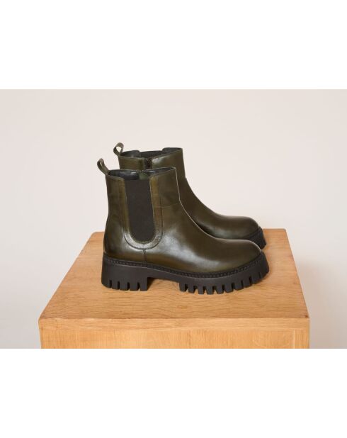 Nabas olivgrüne Lederschuhe