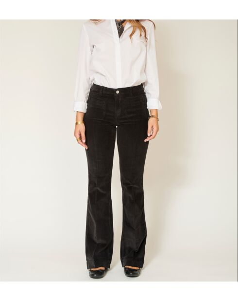 De zwarte katoenen broek Diana Corduroy