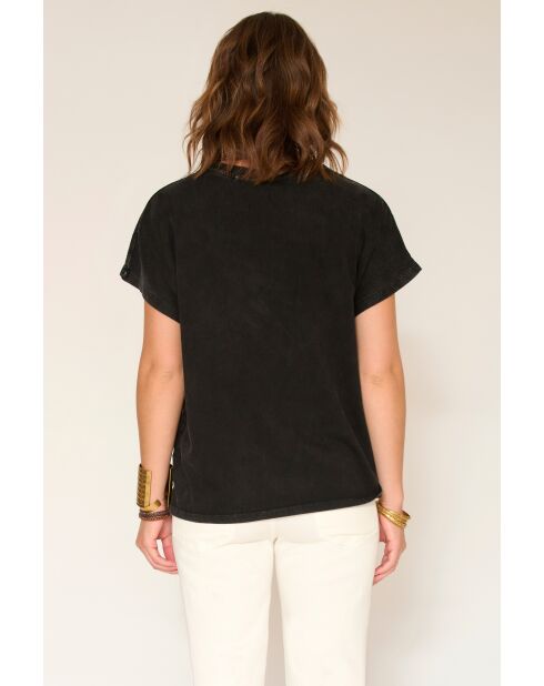 Thalia schwarzes Baumwoll-T-Shirt