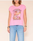 Camiseta de algodón Tiki flamingo