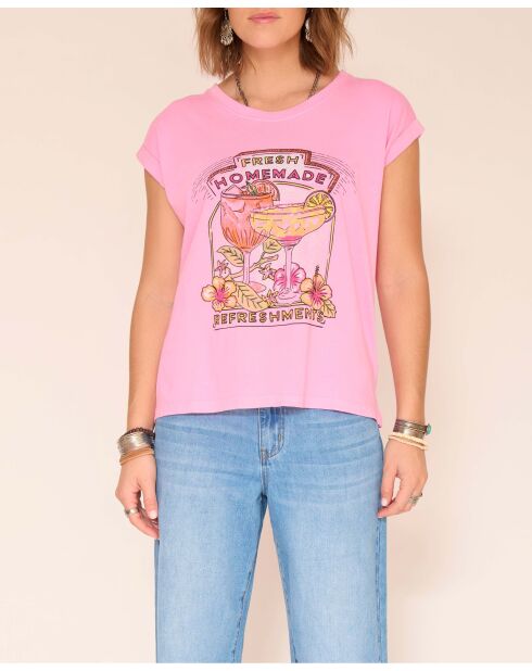 Camiseta de algodón Tiki flamingo