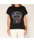 Schwarzes Texarkana-Baumwoll-T-Shirt