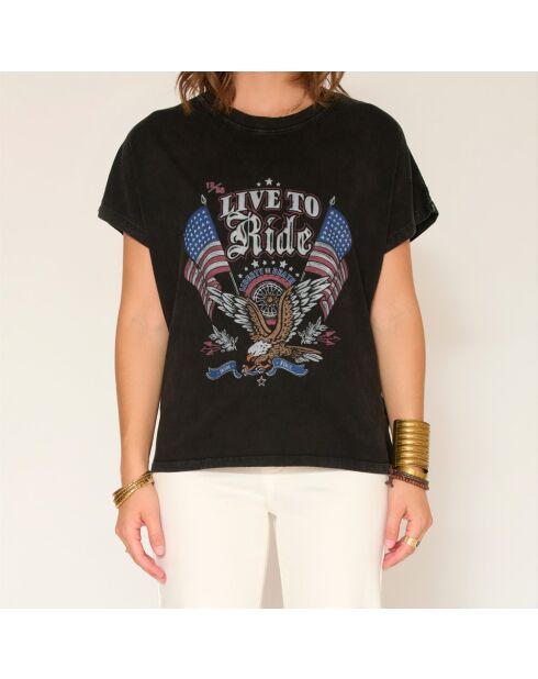 Schwarzes Texarkana-Baumwoll-T-Shirt