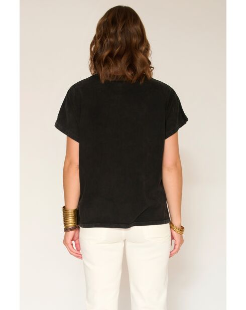Schwarzes Texarkana-Baumwoll-T-Shirt