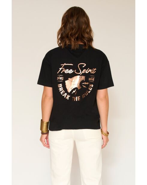 Talie schwarzes Baumwoll-T-Shirt