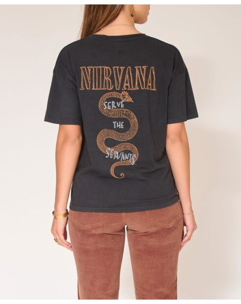 Theia Nirvana schwarzes Baumwoll-T-Shirt