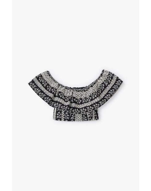 Top en coton Carmen Cenefas noir