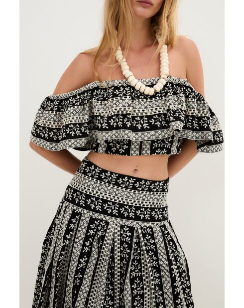Top en coton Carmen Cenefas noir