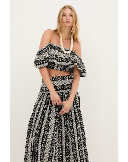 Top en coton Carmen Cenefas noir