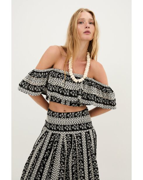 Top en coton Carmen Cenefas noir