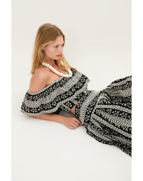 Top en coton Carmen Cenefas noir
