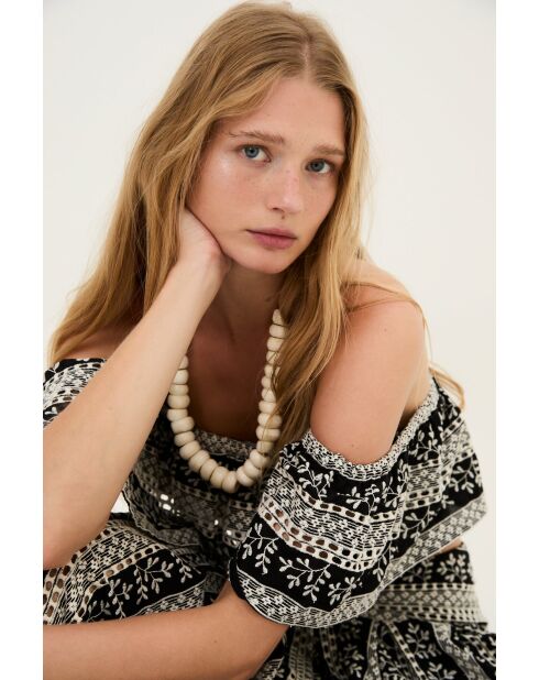 Top en coton Carmen Cenefas noir