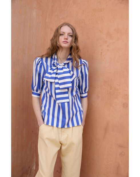 Blusa Lulu Rayas in cotone blu