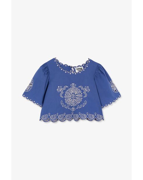 Blauwe katoenen top van Bombay Embroidery