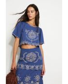 Blauwe katoenen top van Bombay Embroidery