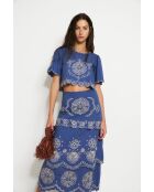 Blauwe katoenen top van Bombay Embroidery