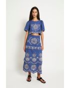 Blauwe katoenen top van Bombay Embroidery