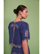 Blauwe katoenen top van Bombay Embroidery