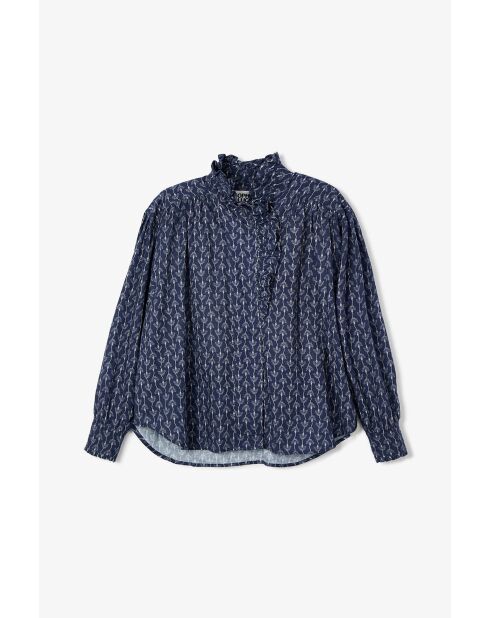 Marineblauwe katoenen blouse Maribel Florinda