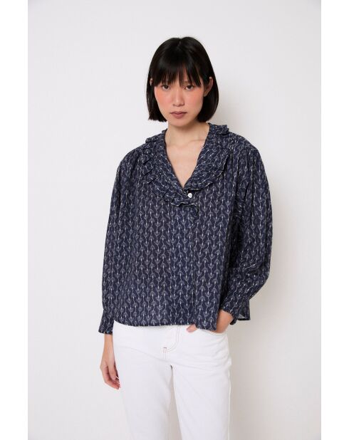 Marineblauwe katoenen blouse Maribel Florinda
