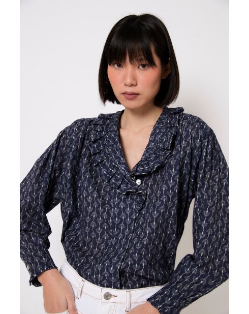 Marineblauwe katoenen blouse Maribel Florinda